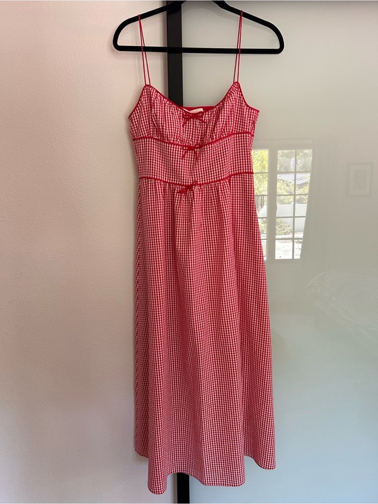 Doen Dresses & Skirts - Doen Red and White Belline Gingham Midi Dress